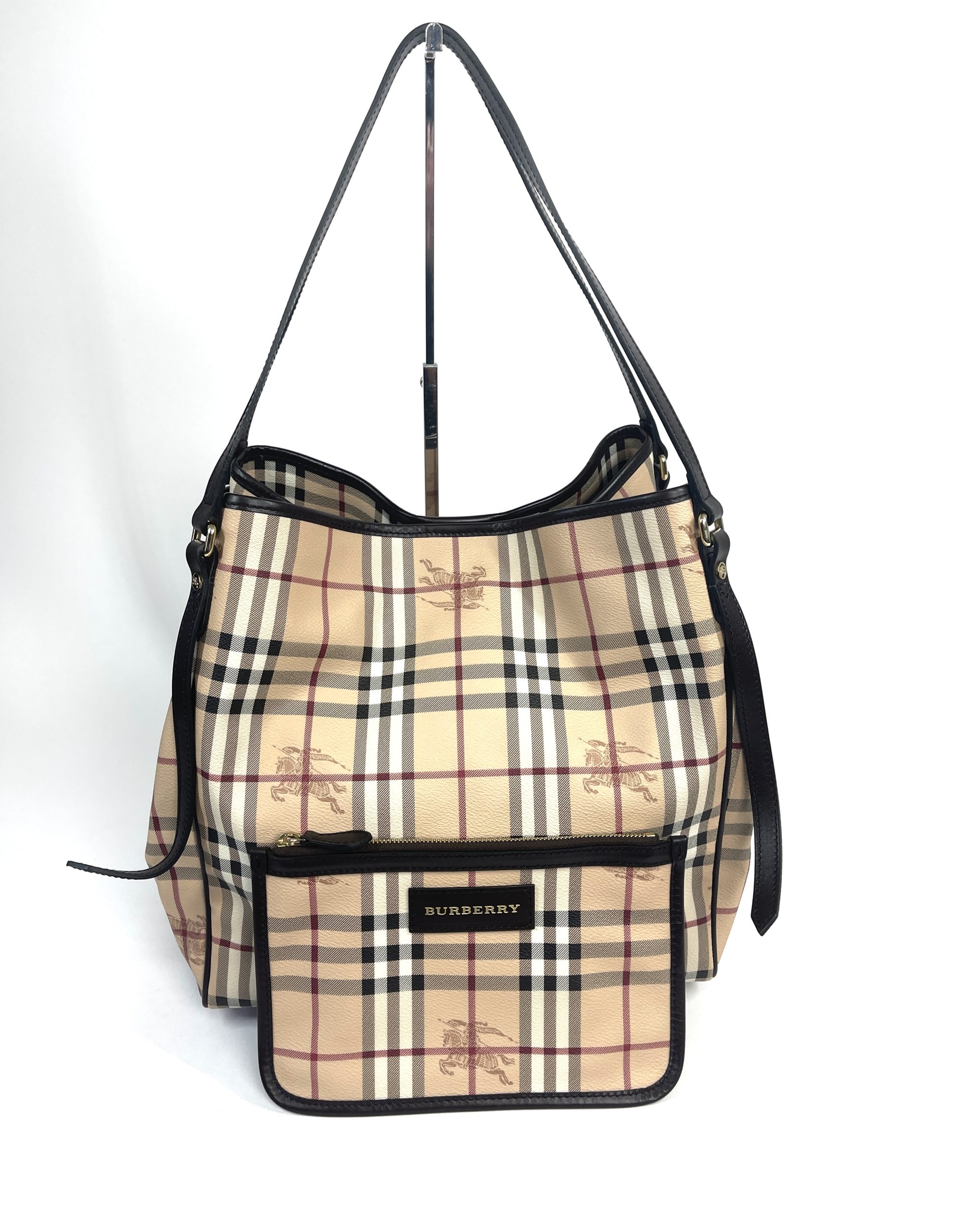 Authentic Burberry Canvas And Leather Check Tote bag Made In Italy