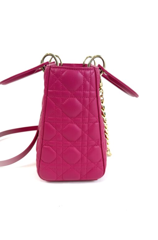 Christian Dior Lady Dior Medium Lambskin Cannage Magenta Pink GHW - Image 12