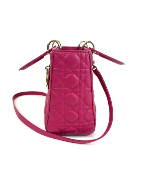 Christian Dior Lady Dior Medium Lambskin Cannage Magenta Pink GHW - Image 11