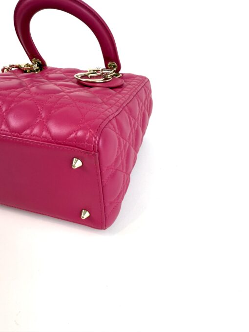 Christian Dior Lady Dior Medium Lambskin Cannage Magenta Pink GHW - Image 18