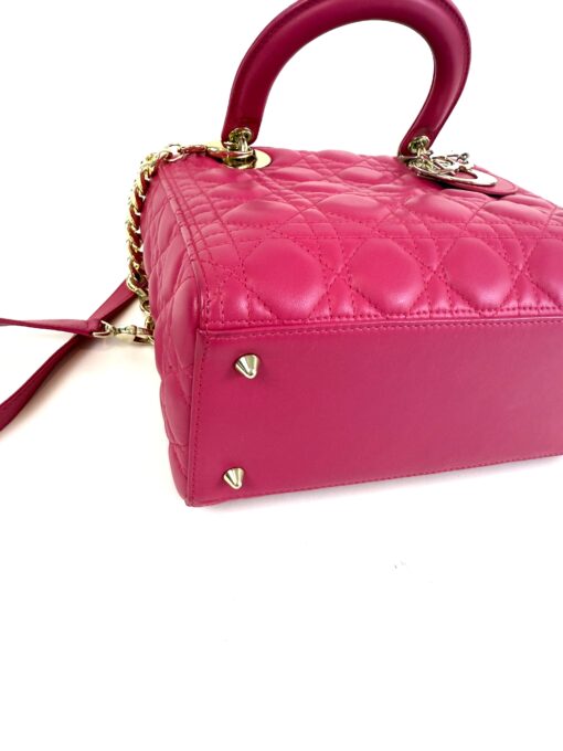 Christian Dior Lady Dior Medium Lambskin Cannage Magenta Pink GHW - Image 17