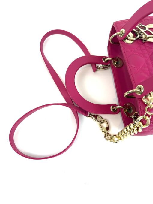 Christian Dior Lady Dior Medium Lambskin Cannage Magenta Pink GHW - Image 16