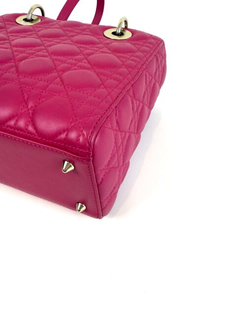 Christian Dior Lady Dior Medium Lambskin Cannage Magenta Pink GHW - Image 14