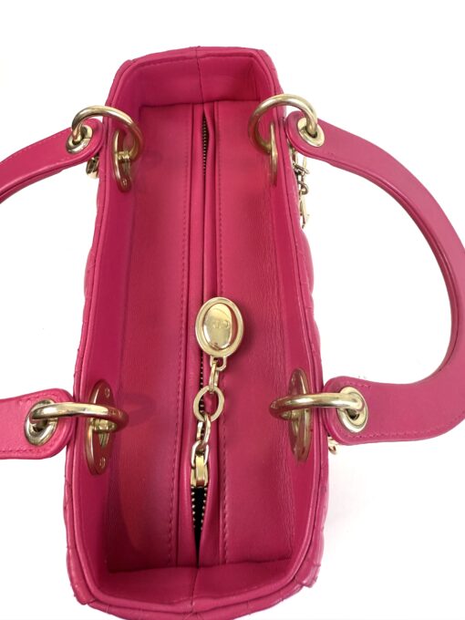 Christian Dior Lady Dior Medium Lambskin Cannage Magenta Pink GHW - Image 13