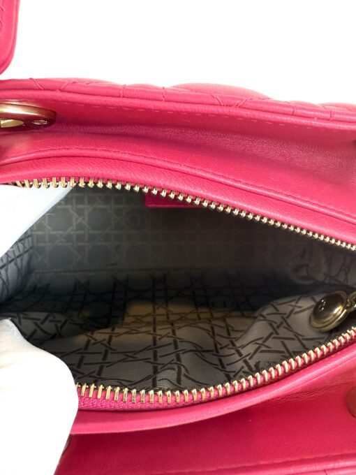 Christian Dior Lady Dior Medium Lambskin Cannage Magenta Pink GHW - Image 6