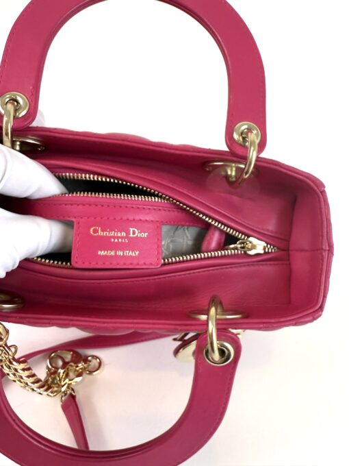Christian Dior Lady Dior Medium Lambskin Cannage Magenta Pink GHW - Image 7
