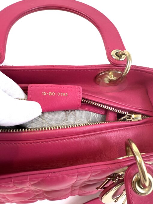 Christian Dior Lady Dior Medium Lambskin Cannage Magenta Pink GHW - Image 22