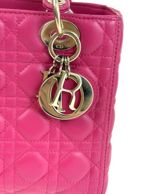 Christian Dior Lady Dior Medium Lambskin Cannage Magenta Pink GHW - Image 21