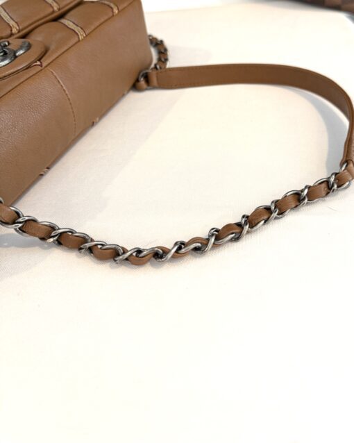 Chanel Brown Chevron Stitched Leather Classic Top Handle Bag - Image 20