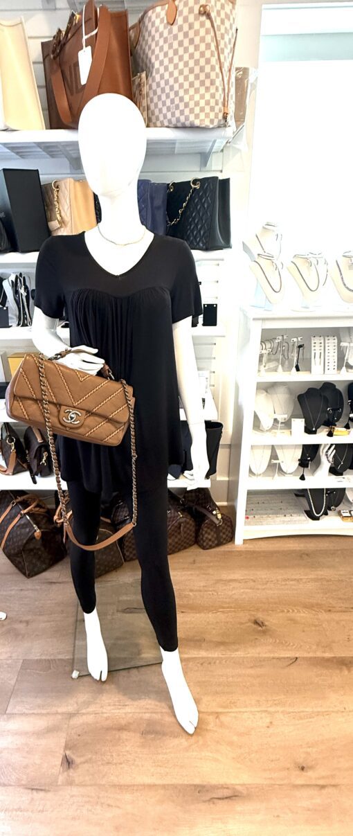 Chanel Brown Chevron Stitched Leather Classic Top Handle Bag - Image 3