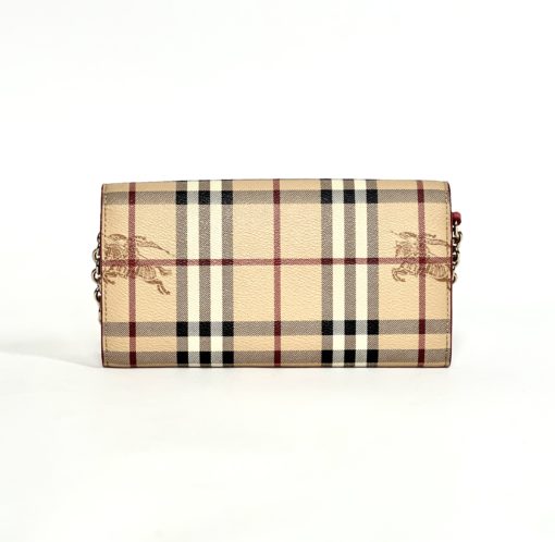Burberry Haymarket Check Henley Wallet On Chain Rose 4