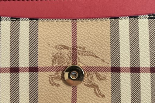 Burberry Haymarket Check Henley Wallet On Chain Rose 15