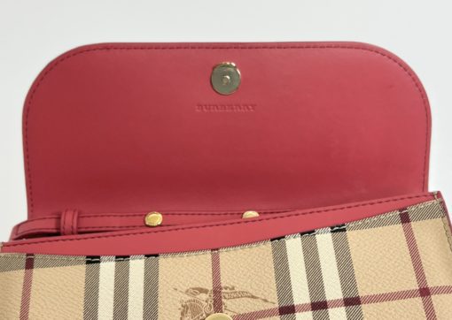 Burberry Haymarket Check Henley Wallet On Chain Rose 12