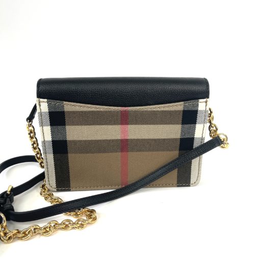 Burberry Hampshire WOC Chain Black Leather House Check Canvas 4