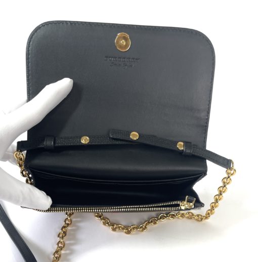 Burberry Hampshire WOC Chain Black Leather House Check Canvas 7
