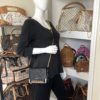 Burberry Hampshire WOC Chain Black Leather House Check Canvas 2