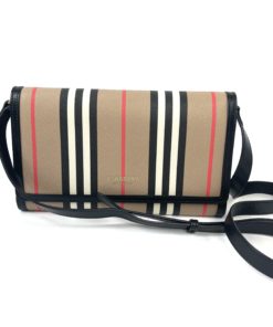 Burberry Icon Stripe Hannah WOC Crossbody/Shoulder Bag Black