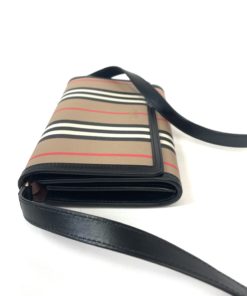 Burberry Icon stripe E-canvas and Leather Folding Wallet 
