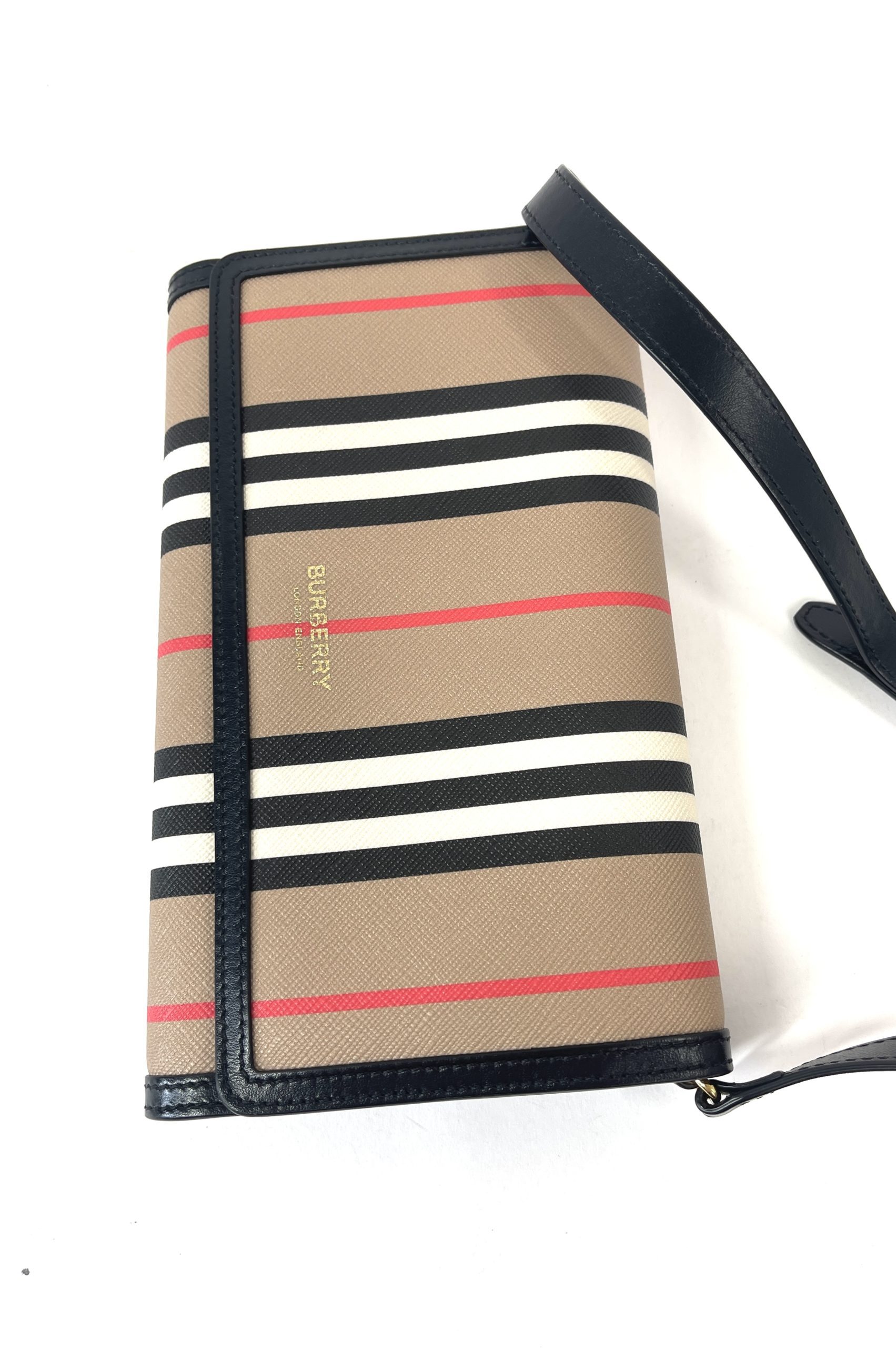 Burberry Monogram Stripe E-canvas Note Crossbody Bag in Brown