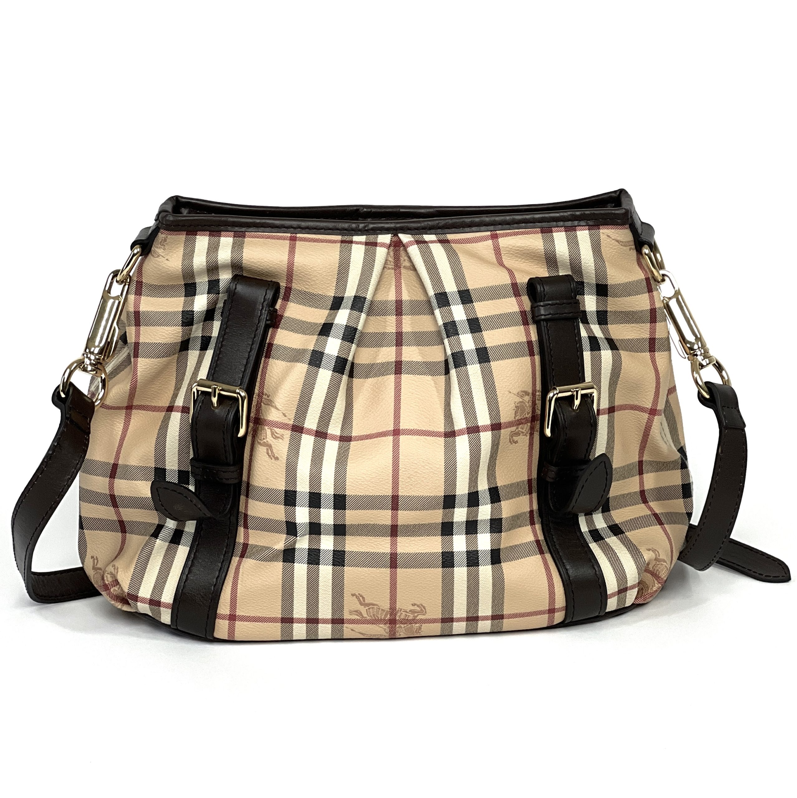 Burberry Beige Haymarket Check Coated Canvas and Leather Small