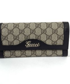 Gucci Script Continental Wallet Dark Brown Trim