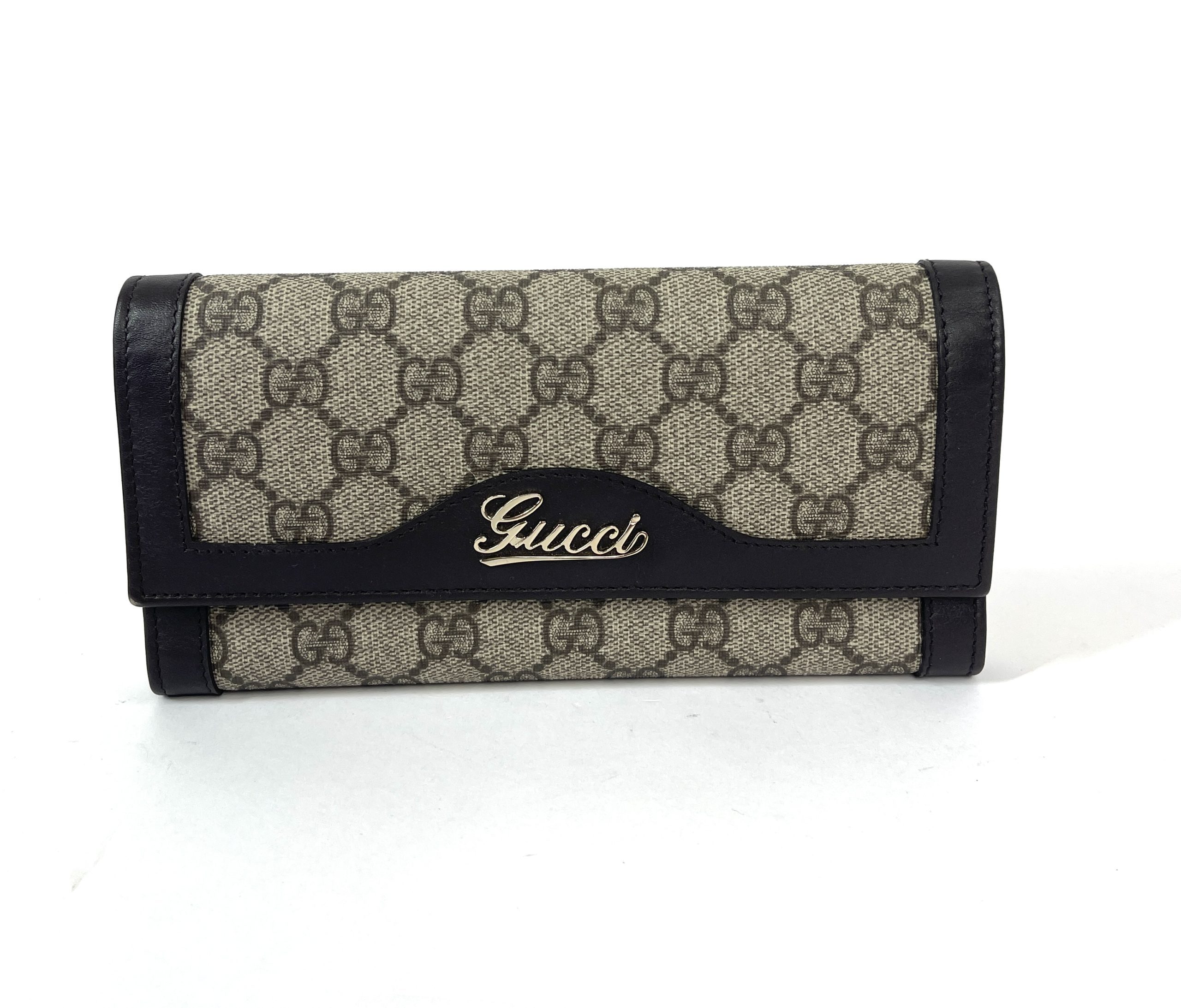 Gucci Script Continental Wallet Dark Brown Trim - A World Of Goods For You,  LLC