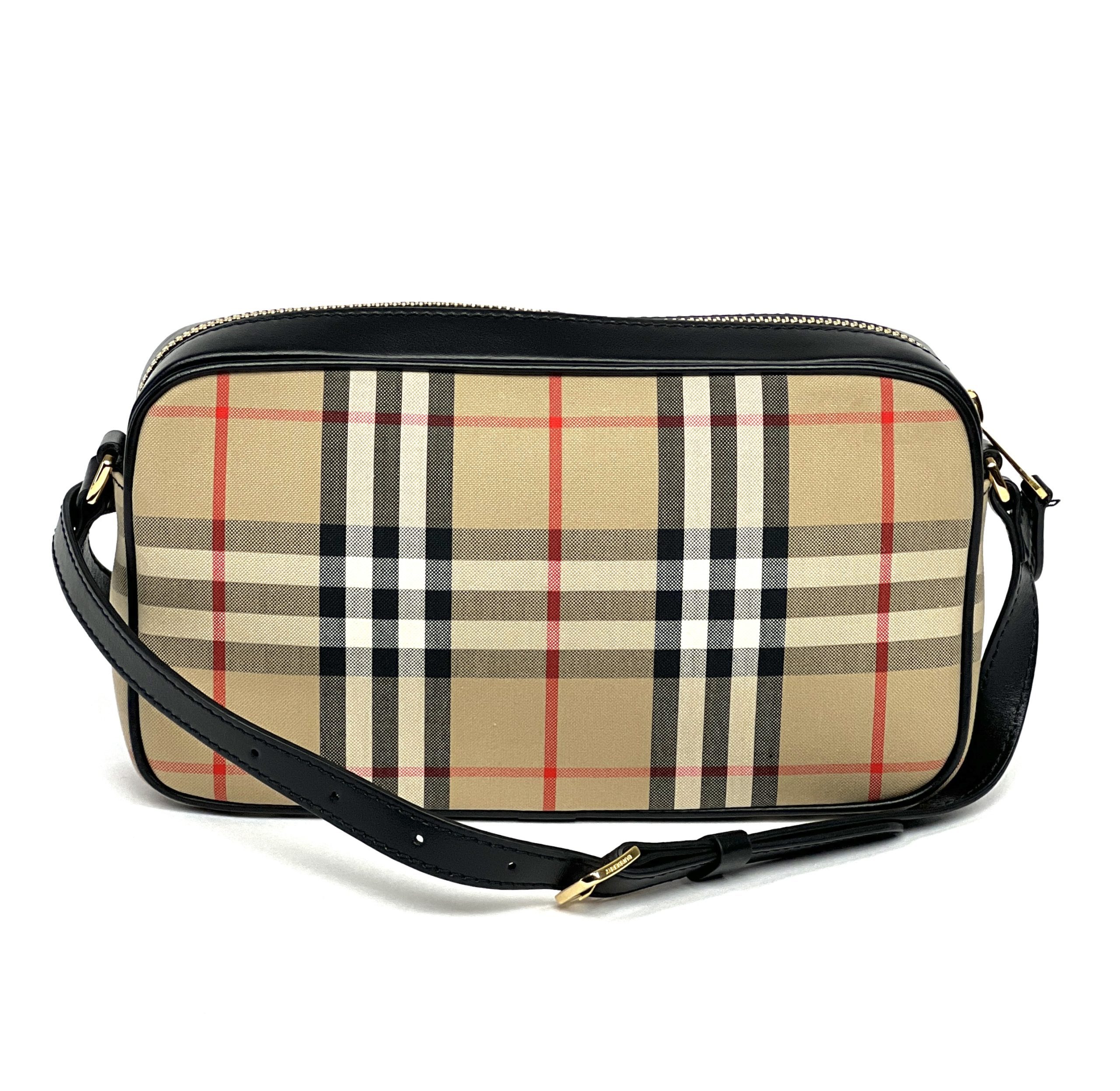 Burberry Beige/Pink House Check Canvas Crossbody Bag at 1stDibs