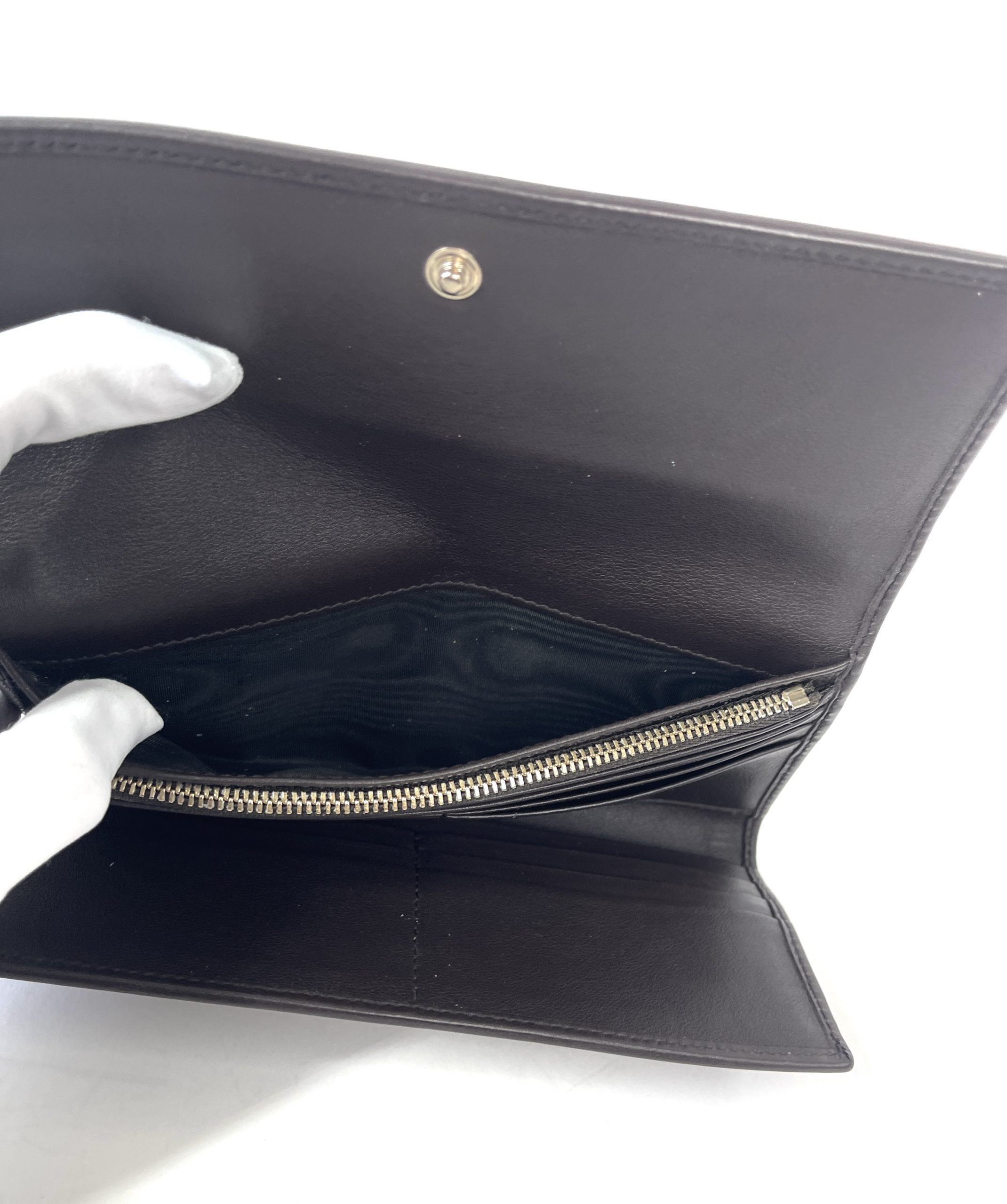 Gucci Script Continental Wallet Dark Brown Trim - A World Of Goods