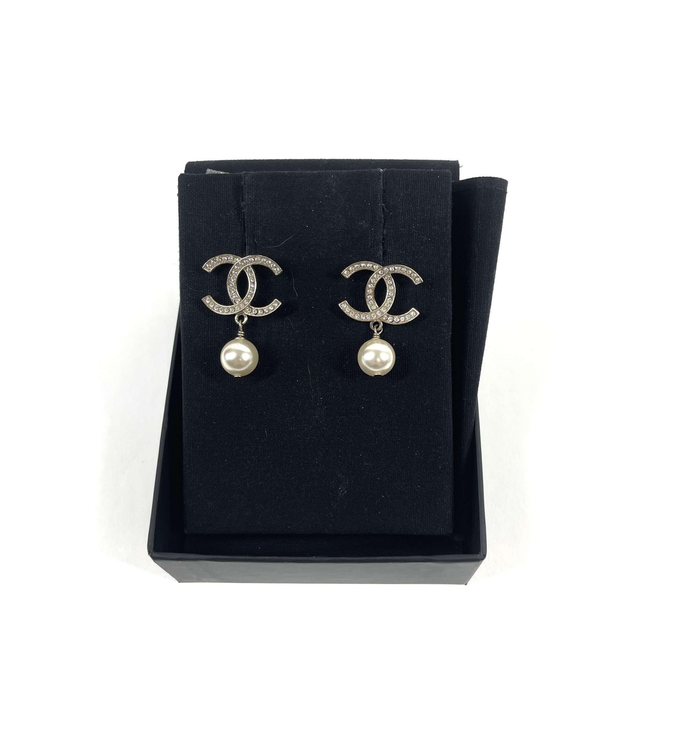 Chanel CC Gold Rhinestone Earrings with Pearl - A World Of Goods For You,  LLC