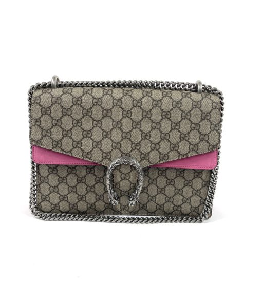 Gucci Supreme Monogram Medium Pink Dionysus Shoulder Bag 6
