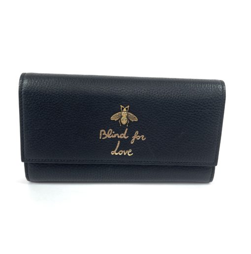 Gucci Blind For Love Bee Long Black Continental Wallet