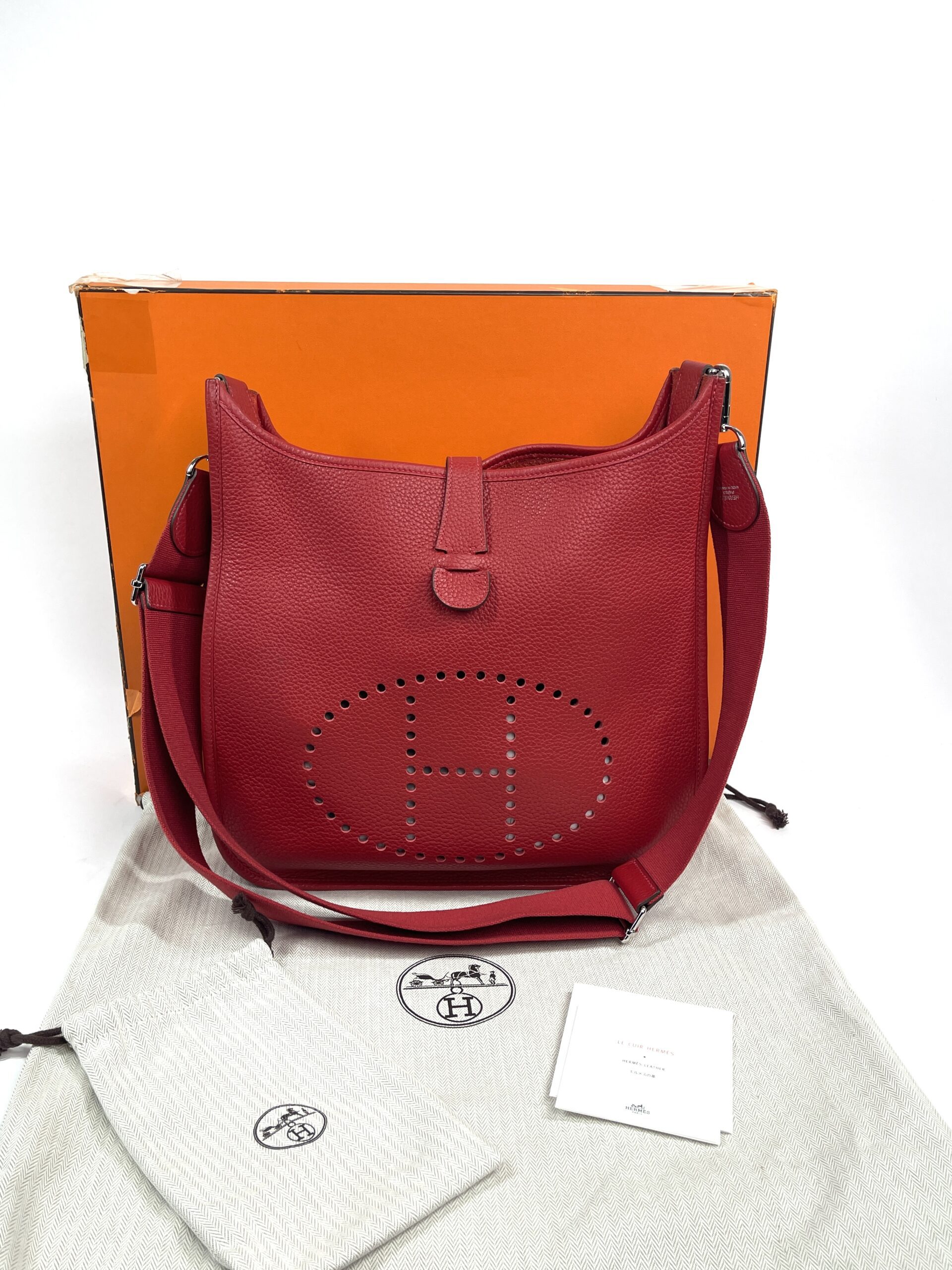 Hermes Taurillon Clemence Evelyne III GM Rouge Tomate Red - A