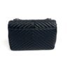 YSL Saint Laurent College Large Quilted Black Leather V-Flap Shoulder Bag Silver 6