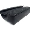 YSL Saint Laurent College Large Quilted Black Leather V-Flap Shoulder Bag Silver 18