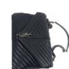 YSL Saint Laurent College Large Quilted Black Leather V-Flap Shoulder Bag Silver 4