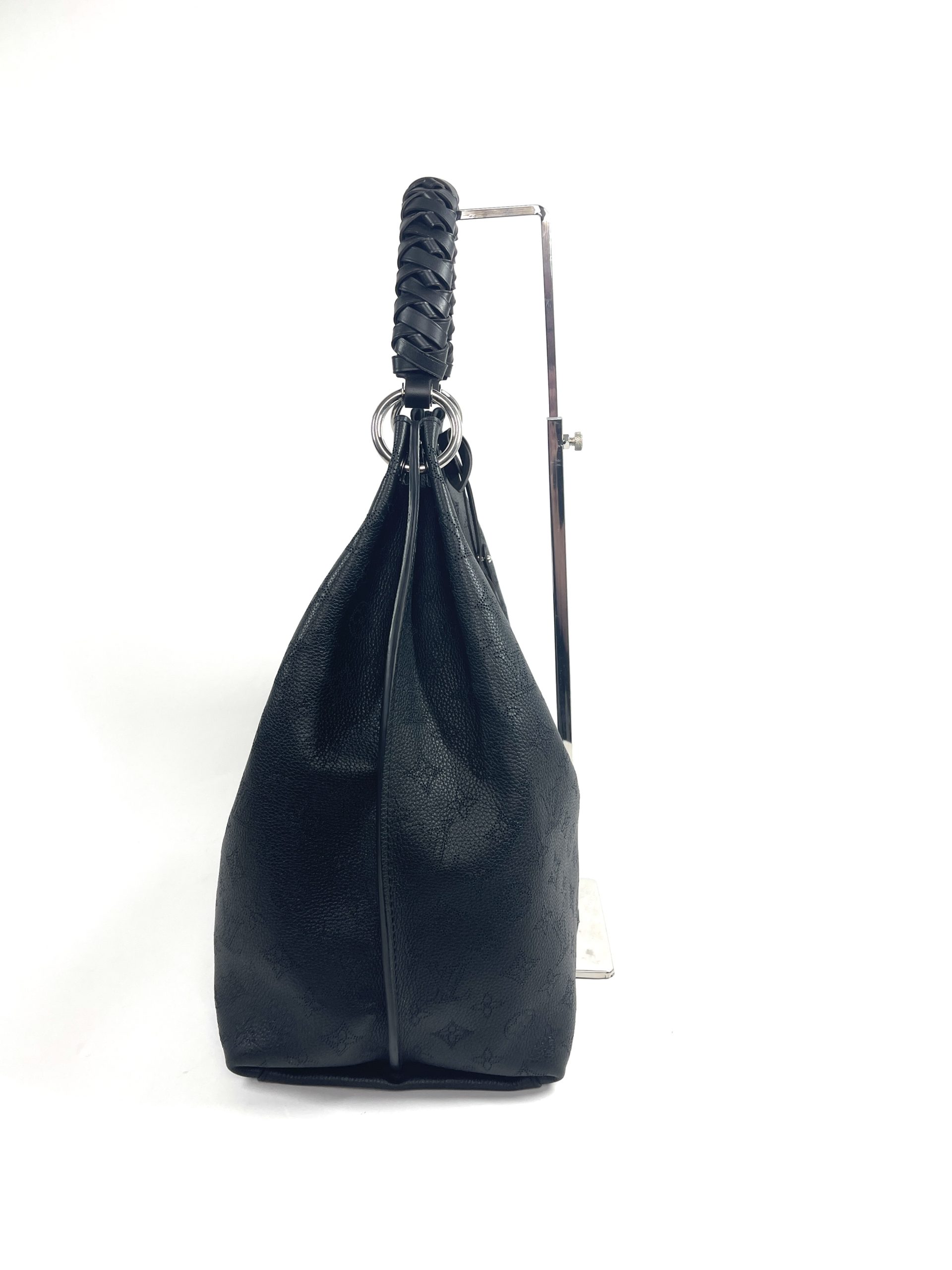 Louis Vuitton Mahina Carmel Hobo Leather Bag Black