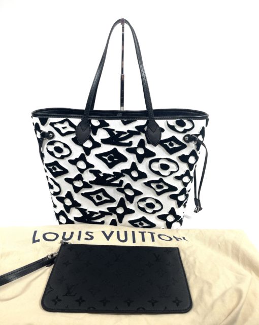 Louis Vuitton Urs Fischer White Black Coated Canvas Neverfull MM Set 4