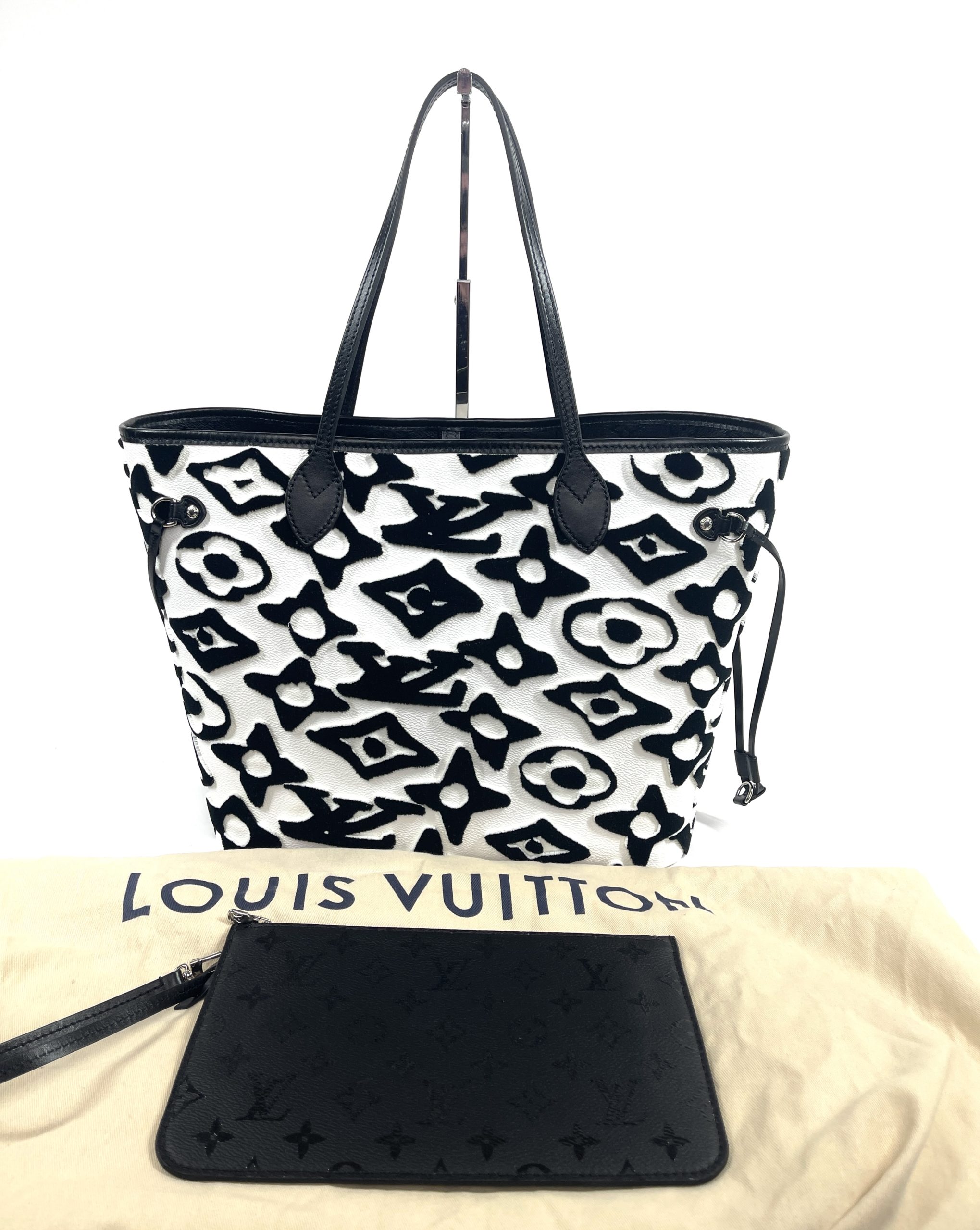 Louis Vuitton Urs Fischer White Black Coated Canvas Neverfull MM