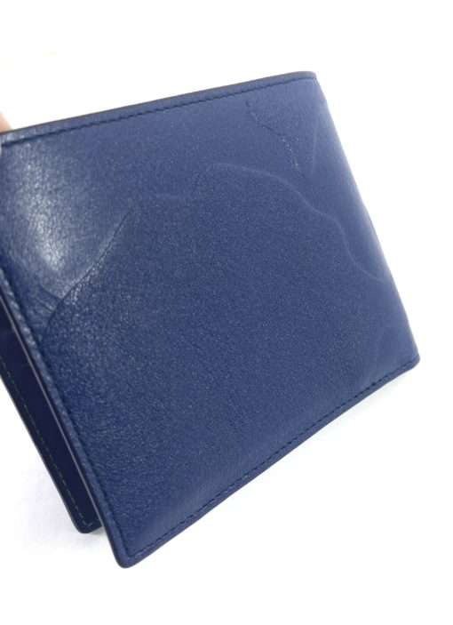 MCM Bi Fold Royal Blue Leather Wallet with Green 20