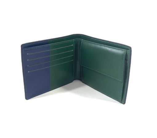 MCM Bi Fold Royal Blue Leather Wallet with Green 3