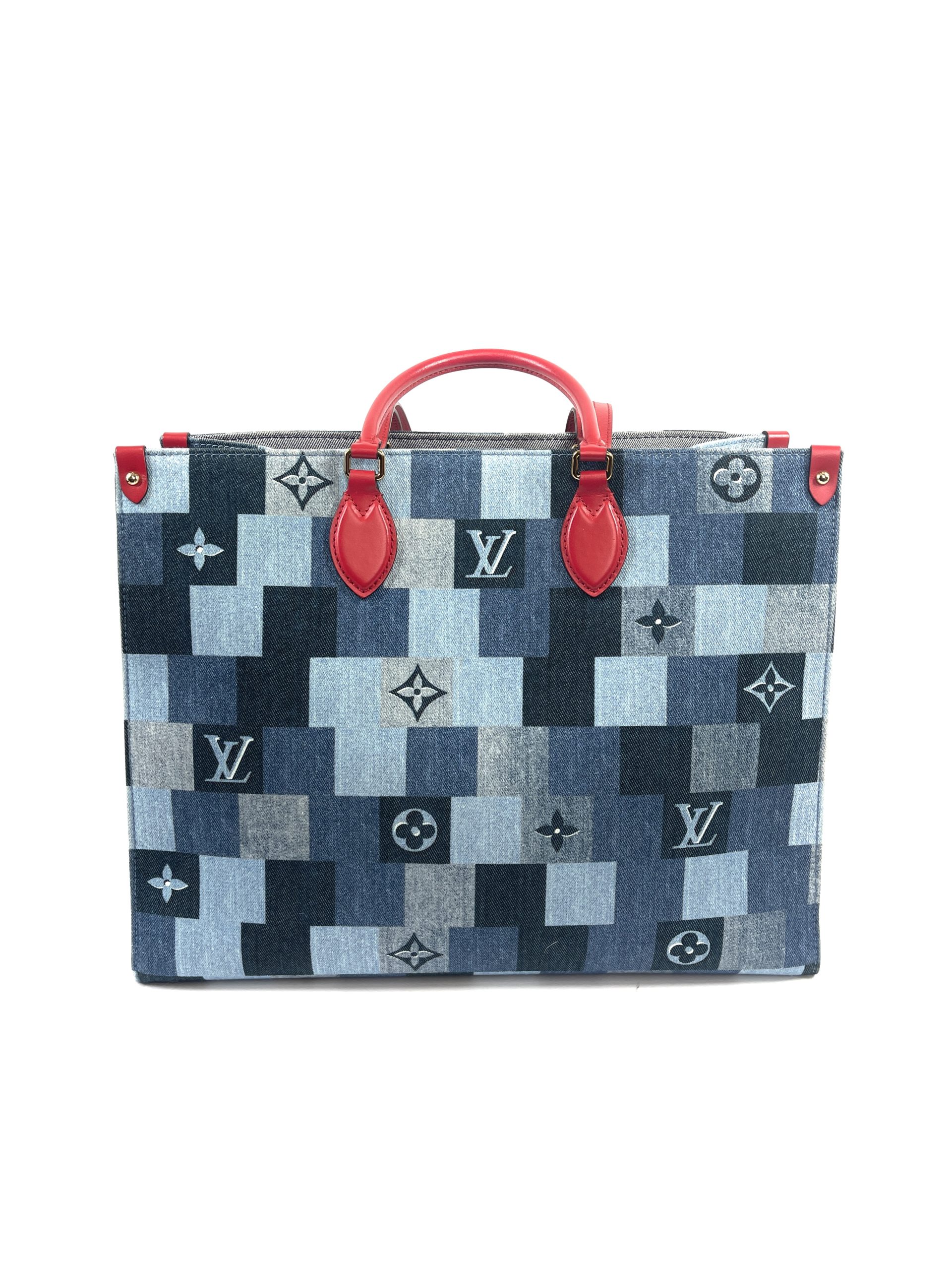 Louis Vuitton 2019 Blue Monogram Damier Denim Onthego GM Tote Bag