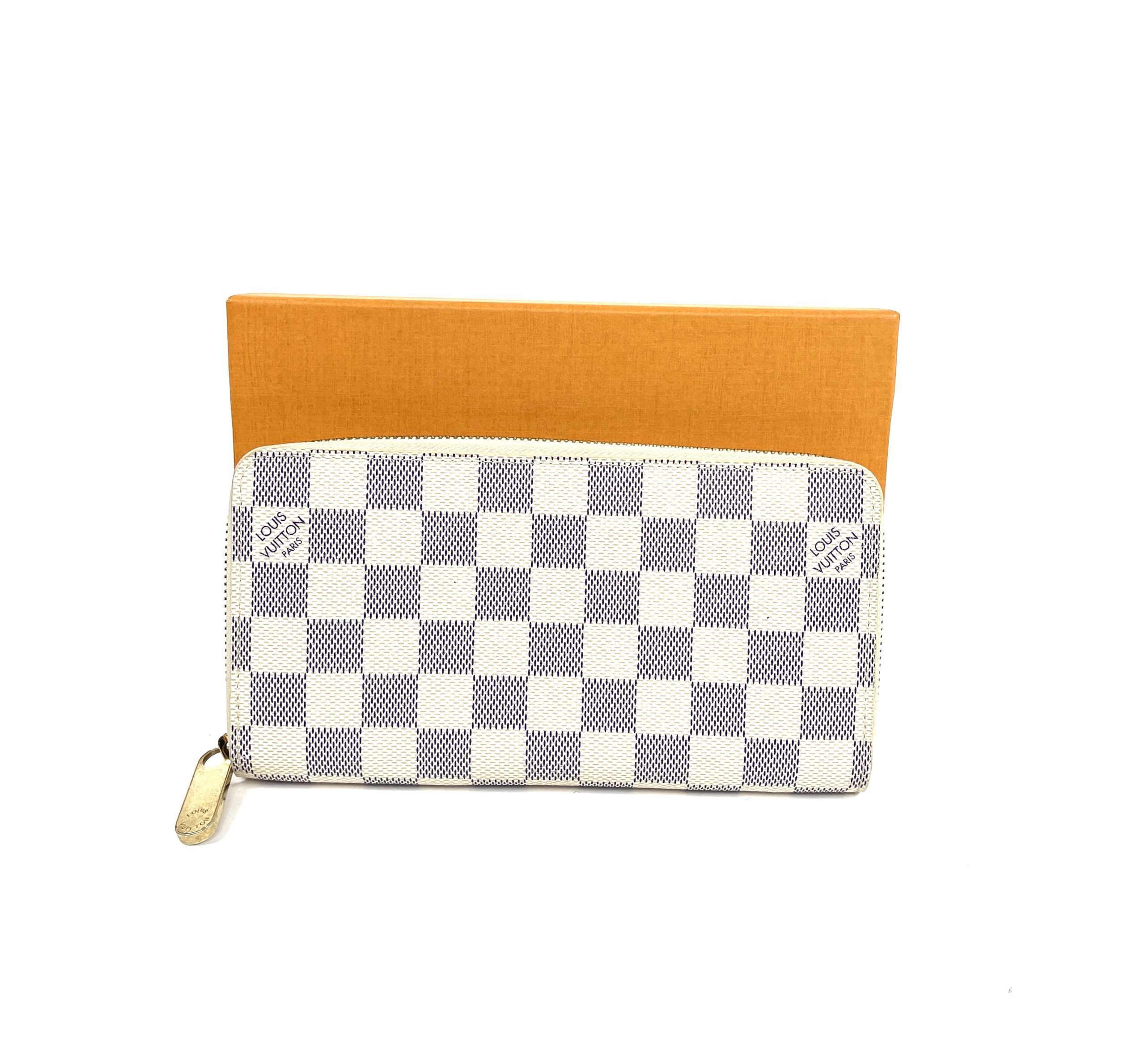 Louis Vuitton Zippy Wallet Damier Azur Yellow Lining in Coated Canvas with  Gold-tone - US