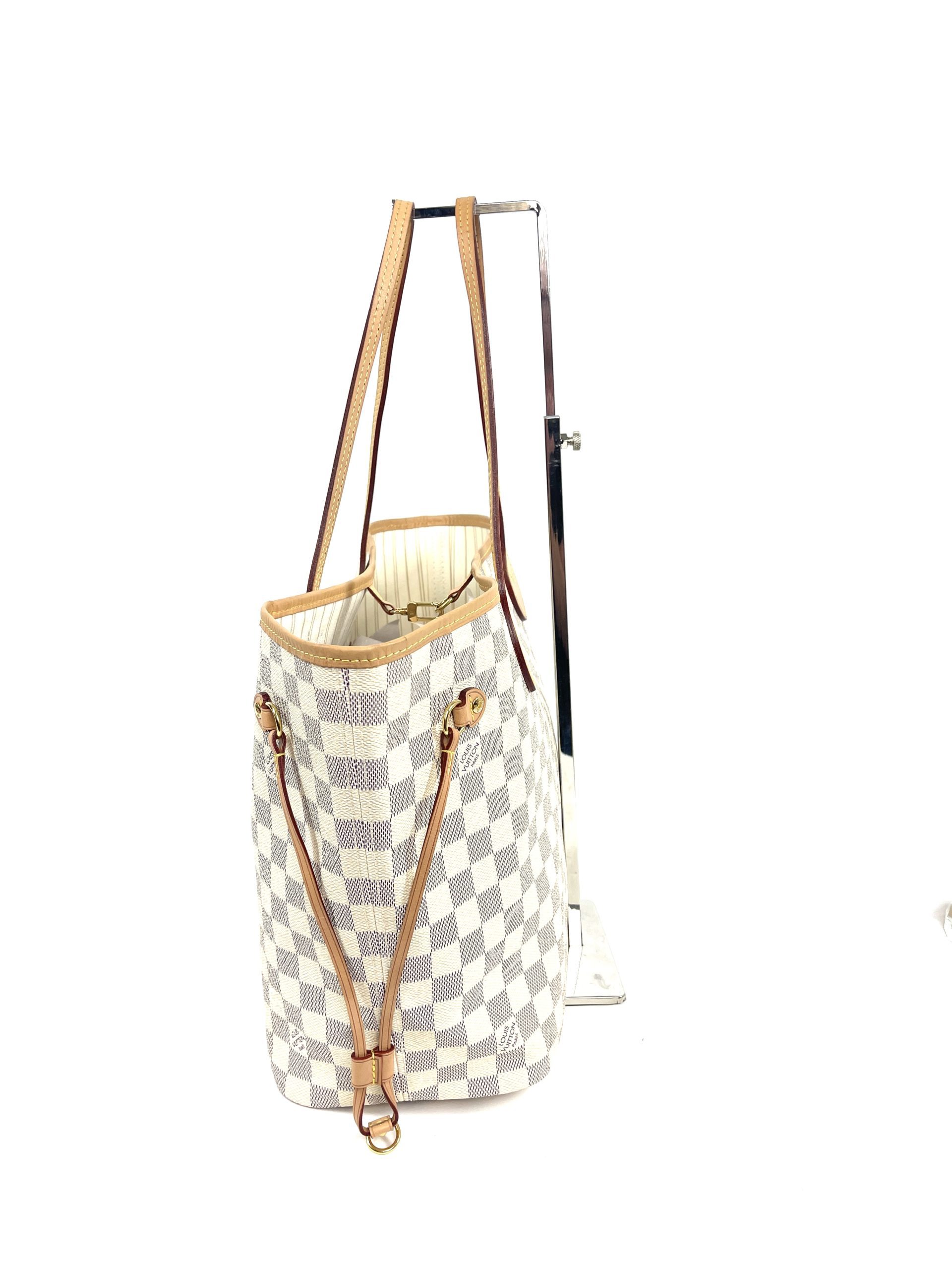 Louis Vuitton White And Beige Damier Azur Coated Canvas Neverfull