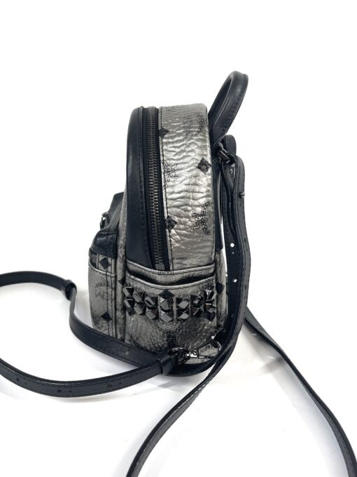 MCM Stark Bebe Boo Side Studs Backpack in Visetos Pewter Black X-Mini 14