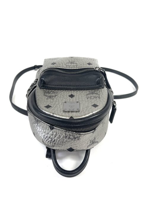 MCM Stark Bebe Boo Side Studs Backpack in Visetos Pewter Black X-Mini 11
