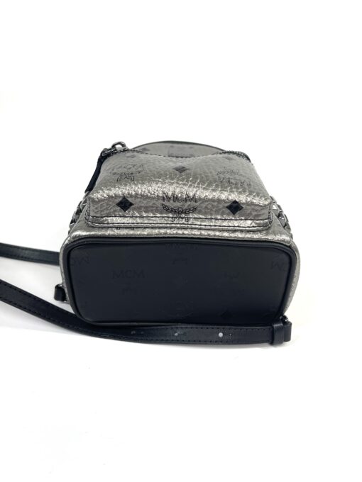 MCM Stark Bebe Boo Side Studs Backpack in Visetos Pewter Black X-Mini 10