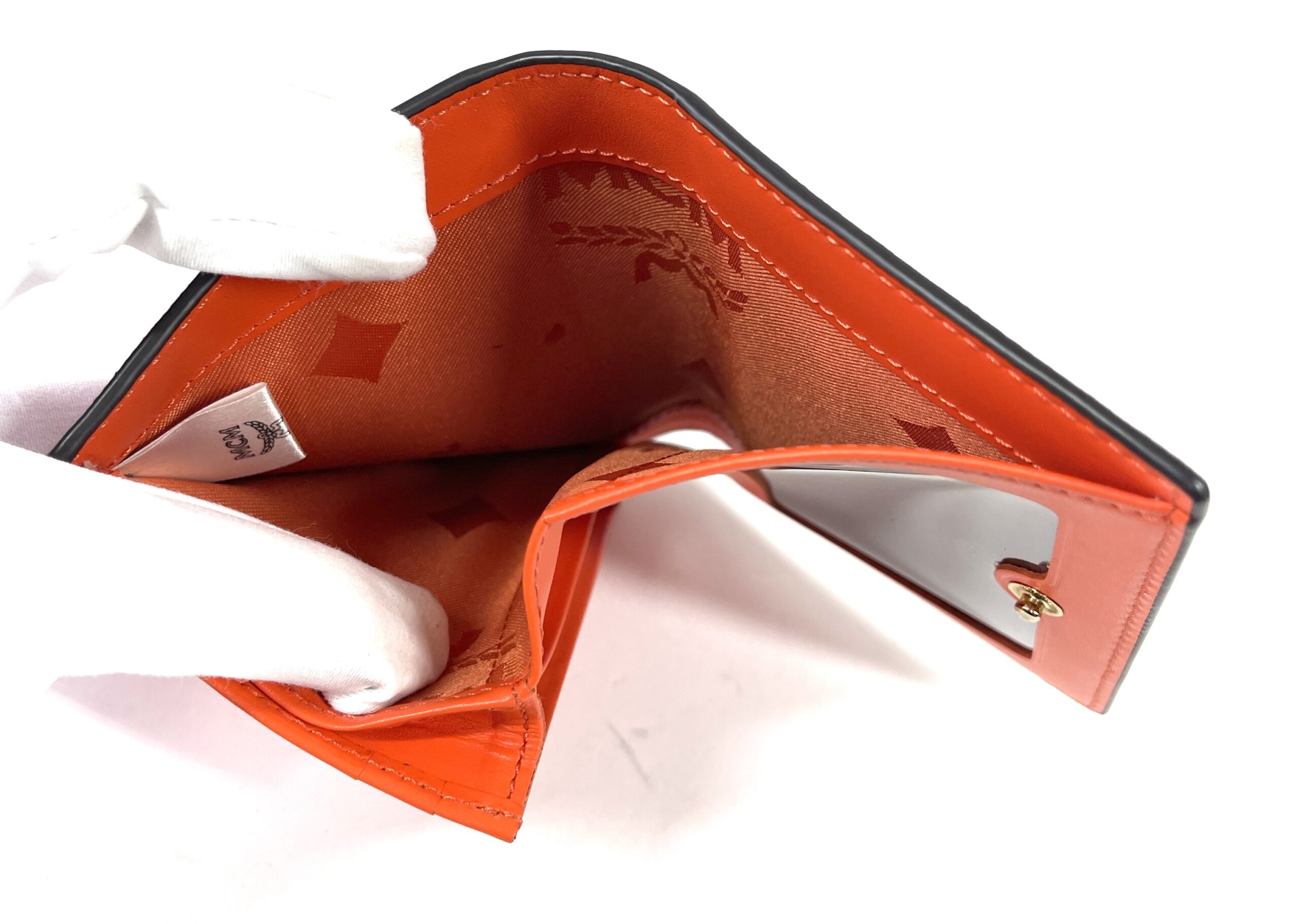 MCM Orange/Pink Visetos Patent Leather Charm Continental Wallet
