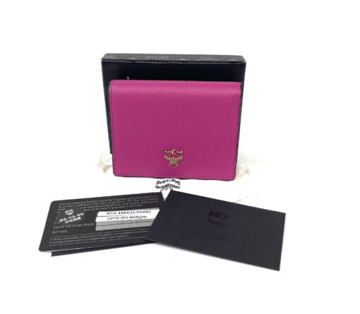 MCM Small Pink Wallet Orange Interior Saffiano Leather 2