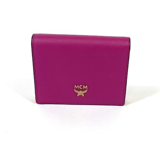 MCM Small Pink Wallet Orange Interior Saffiano Leather 3