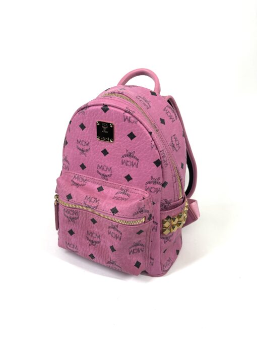 MCM Mini Stark Side Studs Backpack in Visetos Pink